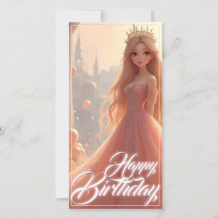 Princess Birthday Card in Rosa