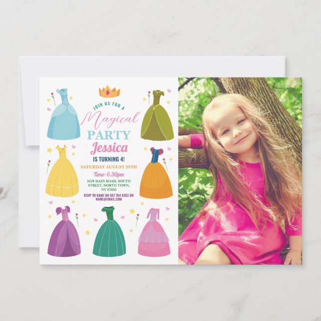 Princess Birthday Einladung Party Girls Foto (Vorderseite)