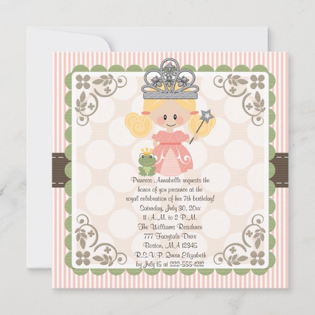 Princess Birthday Foto Einladungen Blonde (Vorderseite)