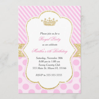 Princess Birthday Party Einladung Pink Gold