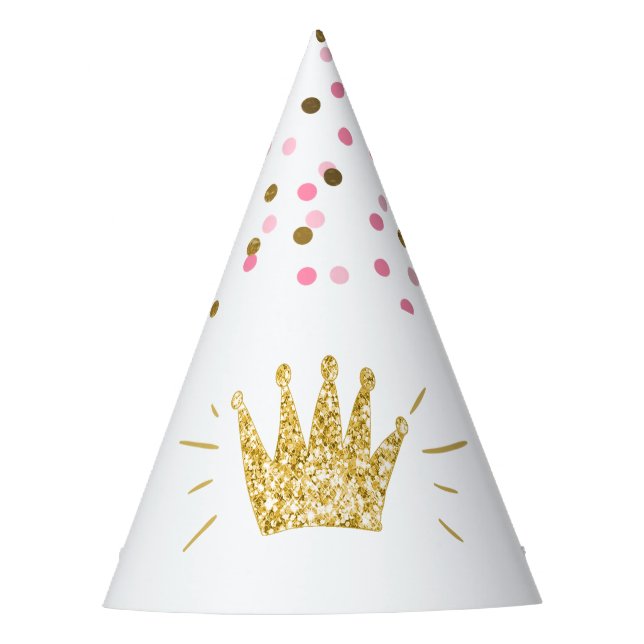Princess Birthday Party Paper hat rosa Goldkrone Partyhütchen (Vorderseite)