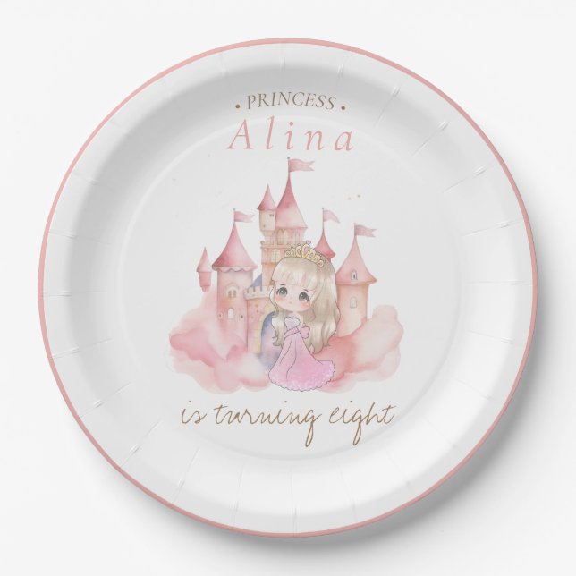 Princess Birthday Party Pappteller (Vorderseite)