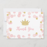 Princess Birthday Pink and Gold Dankeschön Karte