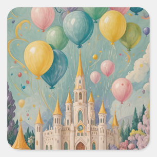 Princess Birthday Quadratischer Aufkleber