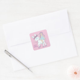 Princess Birthday Quadratischer Aufkleber