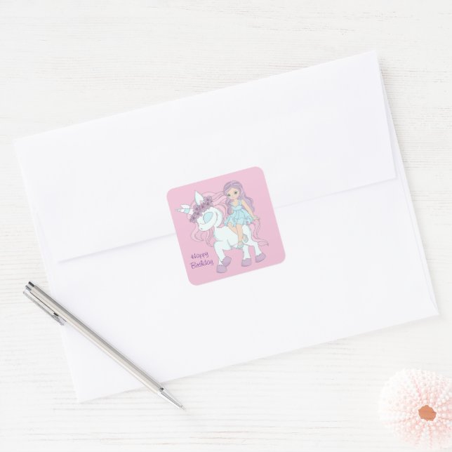 Princess Birthday Quadratischer Aufkleber (Umschlag)