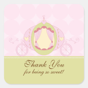 Princess Birthday Square Sticker Vielen Dank