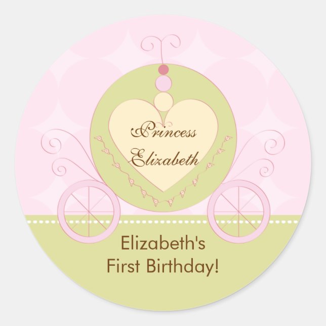 Princess Birthday Sticker Hübsche königliche Beför (Vorderseite)