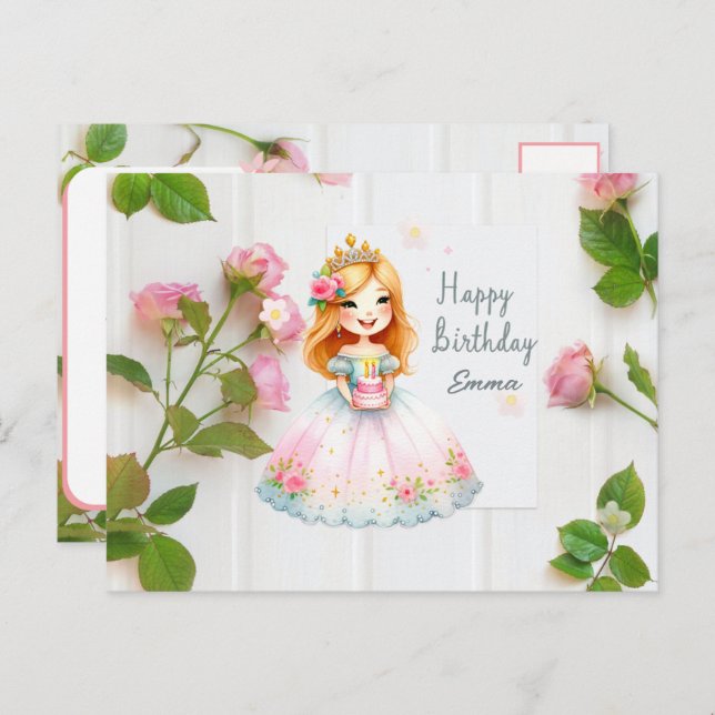 Princess Birthday Wises Postkarte (Vorne/Hinten)