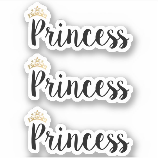Princess Black Script Schriftart Crown Aufkleber (Vorderseite)