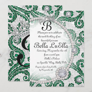 Princess Bling Diamond Pearls Party Einladungen