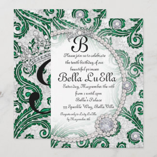 Princess Bling Diamond Pearls Party Einladungen