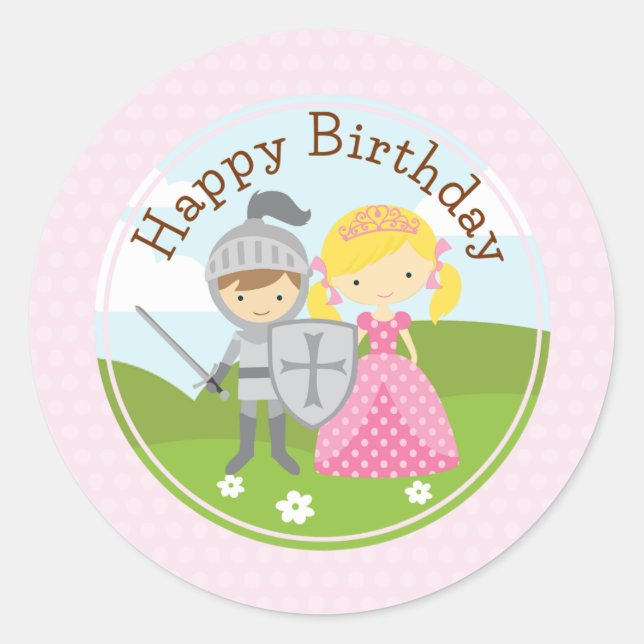 Princess blond und Knight 2inch Circle Aufkleber (Vorderseite)