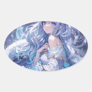 Princess-Blue-Aufkleber Ovaler Aufkleber