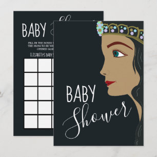 Princess Blue Baby Shower Bingo Einladung
