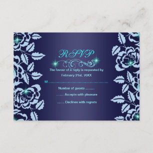 Princess Blue Rose Sweet16 RSVP Card