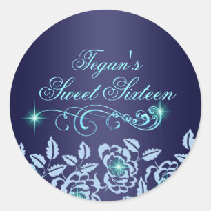 Princess Blue Rose Sweet 16 Umschlag Aufkleber