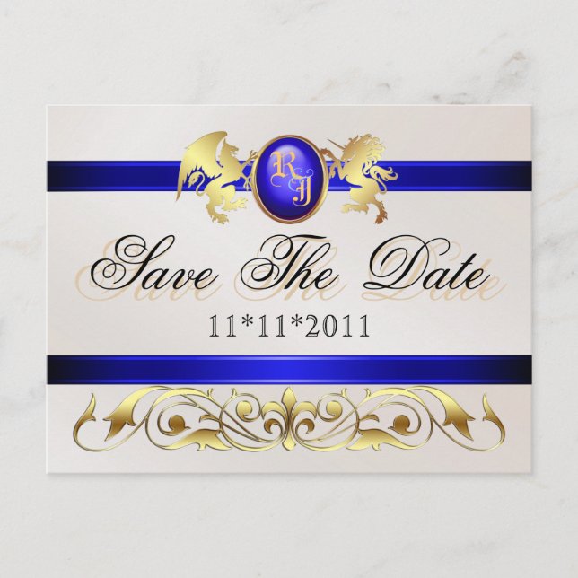 Princess Blue Save the Date Postcard Ankündigungspostkarte (Vorderseite)