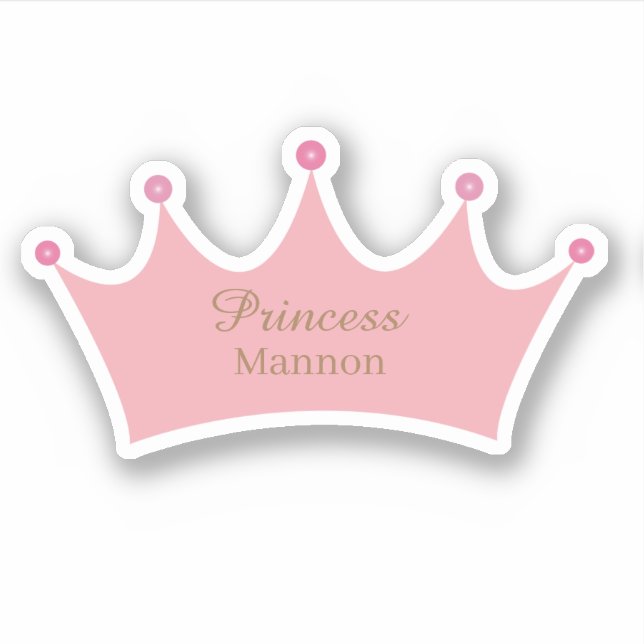 Princess Blush Pink Gold Crown Tiara Individuelle  Aufkleber (Vorderseite)