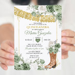 Princess Boot Sage Green Quinceañera Einladung<br><div class="desc">Prinzessin Boot Sage Green Quinceañera Einladung Mis Quince Anos,  15. Geburtstag.</div>