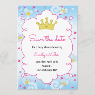 Princess Butterfly Babydusche Save the Date