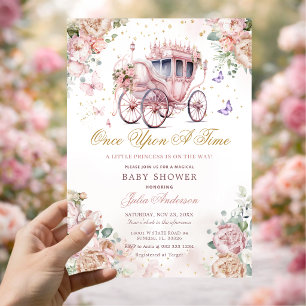 Princess Carriage Blush Pink Bläsernblütendusche Einladung