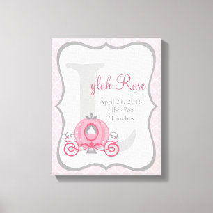 Princess Carriage Pink and Grau Leinwand Art