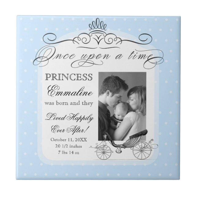 Princess Carriage Polka Dot Swirl Foto Baby Girl Fliese (Vorderseite)