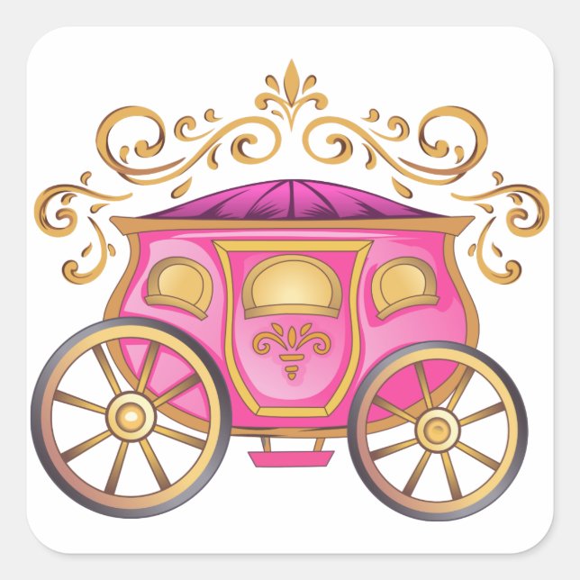 Princess Carriage Quadratischer Aufkleber (Vorderseite)