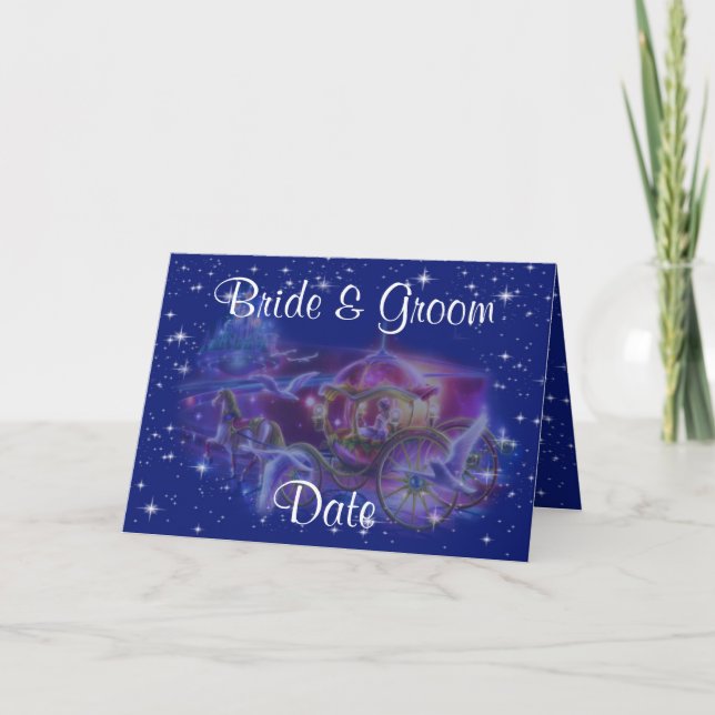 Princess Carriage Thème Mariage Invitations (Devant)