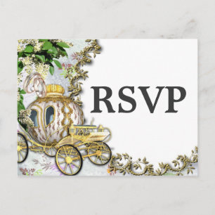 Princess Carriage Theme Wedding RSVP Postcard Einladungspostkarte
