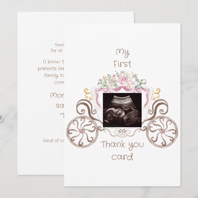 Princess Carriage Ultrasound Baby Dusche Funny Dankeskarte (Vorne/Hinten)