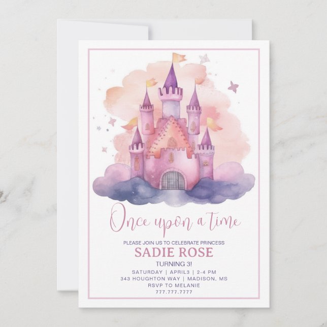 Princess Castle Anniversaire Fête Invitation (Devant)