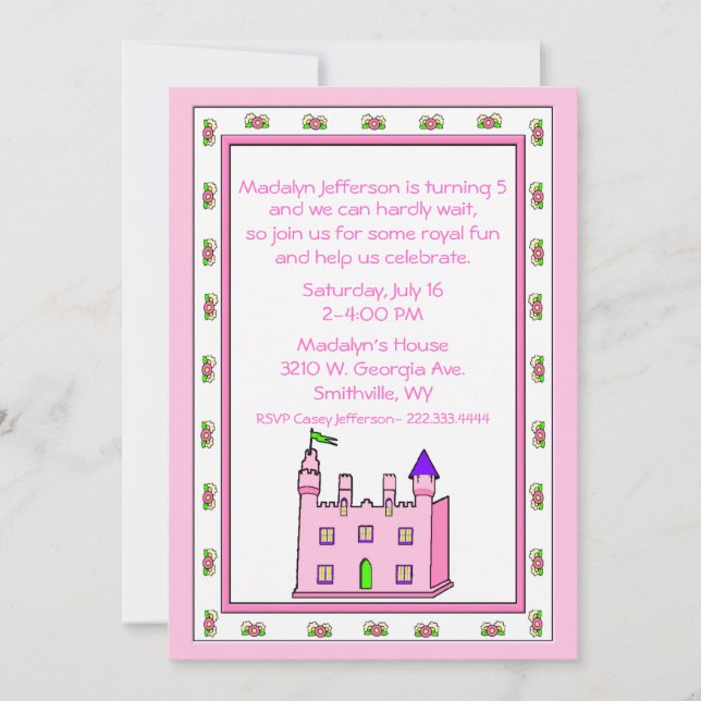 Princess Castle Anniversaire Fête Invitation (Devant)