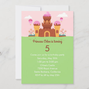 Princess Castle Anniversaire Fête Invitation