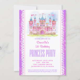 Princess Castle Anniversaire Invitation violet