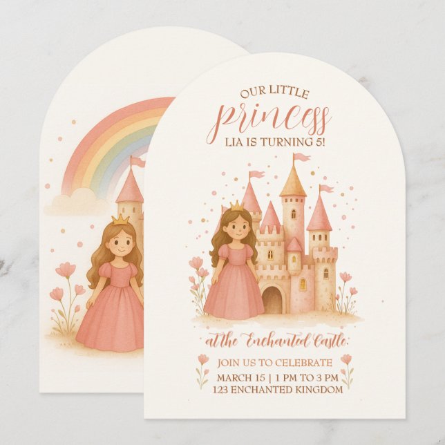 Princess Castle Birthday Invitation  Einladung (Vorne/Hinten)