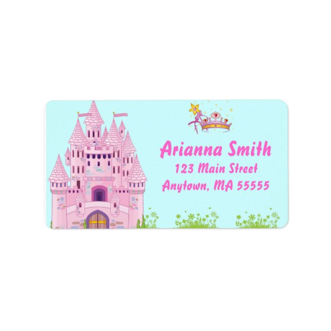 Princess Castle Birthday Party Address Labels Adressaufkleber (Vorne)