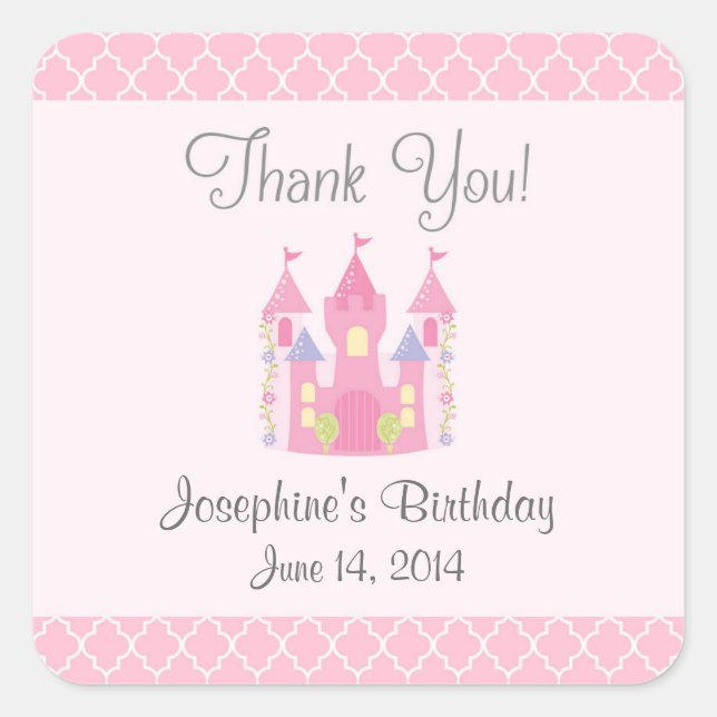 Princess Castle Birthday Stickers (Pink) (Vorderseite)