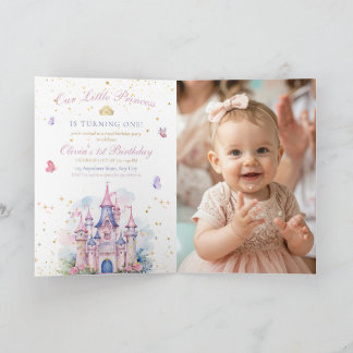 Princess Castle Girl 1st Birthday, Princess Party Einladung