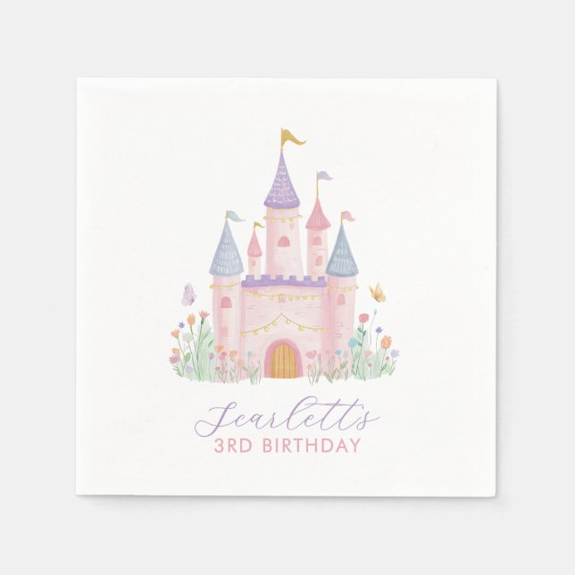 Princess Castle Girls Birthday Party Serviette (Vorderseite)
