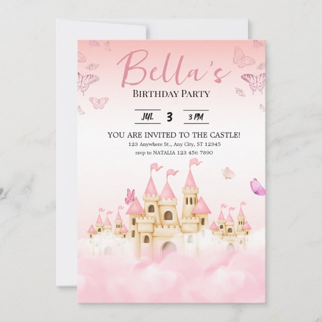 Princess Castle Invitation d'anniversaire (Devant)