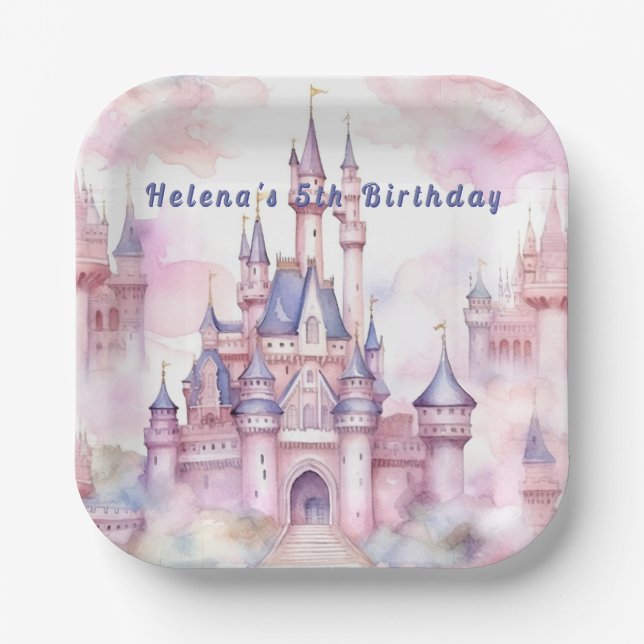 Princess Castle Pink Lila Pappteller (Vorderseite)