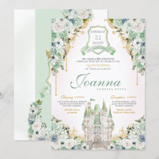 Princess Castle Royal Mint Green Quinceanera Einladung