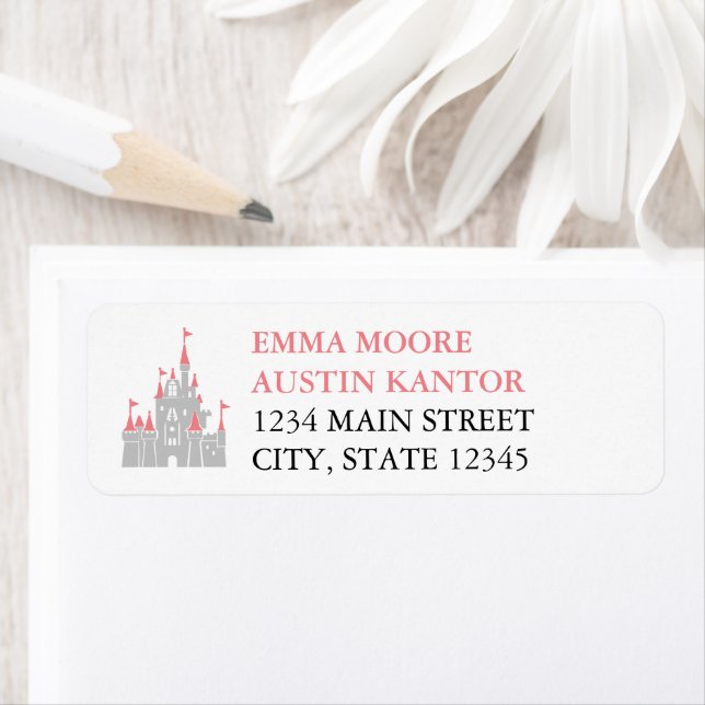 Princess Castle Wedle Return Address Label (Insitu)