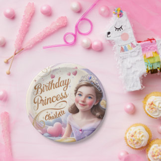 Princess Celebration Happy Birthday Pappteller