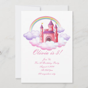 PRINCESS CHÂTEAU COLORÉ ANNIVERSAIRE INVITATION
