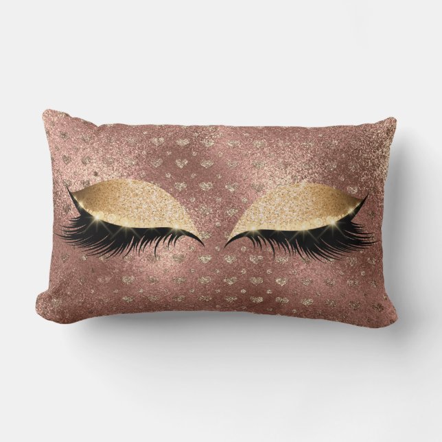Princess Copper Rose Gold Glitzer Lashes Herz Lendenkissen (Vorderseite)