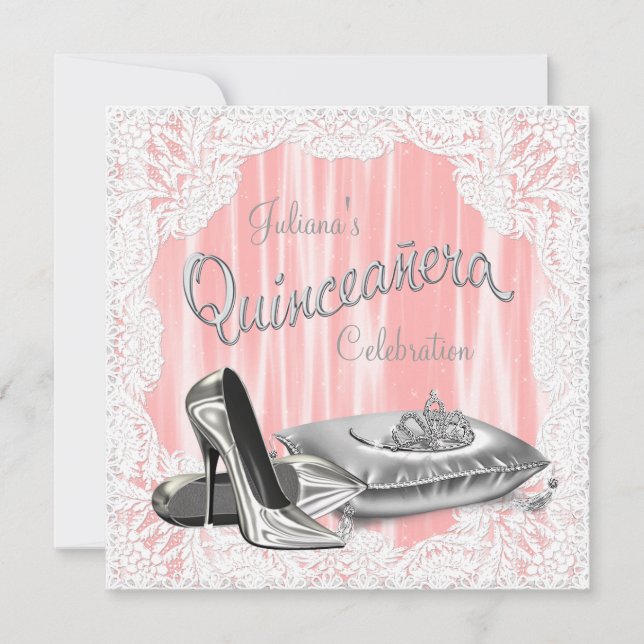Princess Coral und Gray Quinceanera Einladung (Vorderseite)