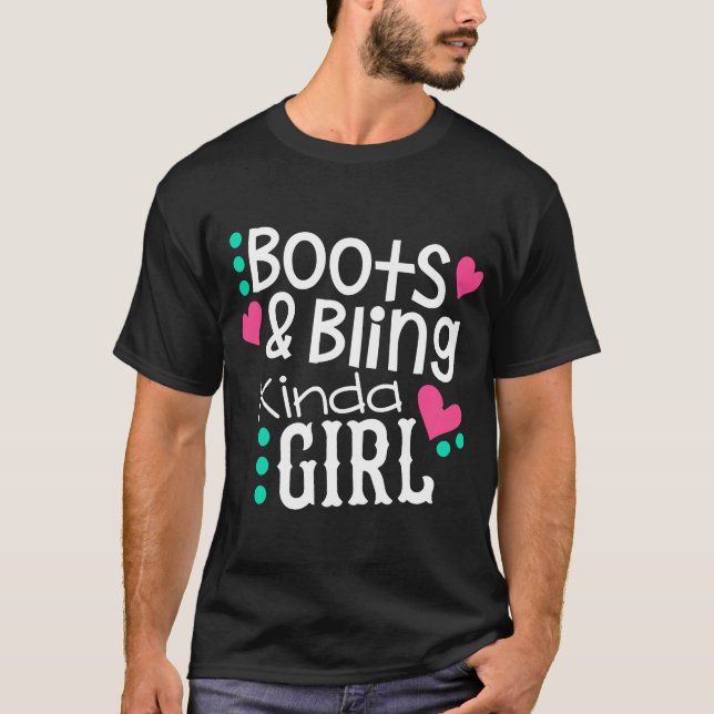 Princess Cowboy Boots Cowgirl Bling Country Wester T-Shirt (Vorderseite)